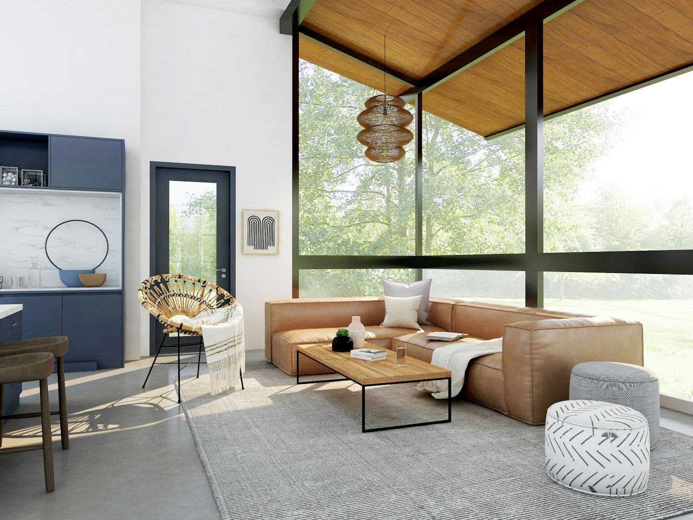 Helle Wohnung mit großen modernen Fenstern